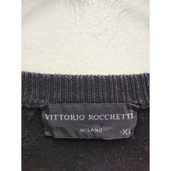 VTG 90s Vittorio Rocchetti Mens Sweatshirt XL Black Embroidered Pullover Grunge - Picture 5 of 9